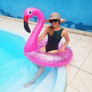 Boia Flamingo Rosa C/ Glitter Grande Piscina Inflável 90cm - Alfashop