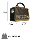 Radio Retrô Vintage Pilha E Tomada Bluetooth Am Fm Usb Mp3 - Alfashop