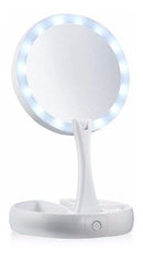 Espelho De Luz Led Dobrável Aumenta 10x Maquiagem Portátil - Alfashop