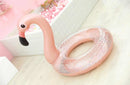 Boia Flamingo Rose C/ Glitter Grande Piscina Inflável 90cm - Alfashop