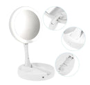 Espelho De Luz Led Dobrável Aumenta 10x Maquiagem Portátil - Alfashop