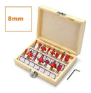 Jogo Kit Fresas Pra Tupia 15 Pçs 8mm + Estojo De Madeira. - Alfashop