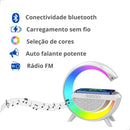 Luminária Carregador Indução G Speaker Caixa De Som Relógio - Alfashop