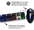 Kit Teclado E Mouse Gamer Multimídia Colorido Led Português - Alfashop