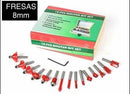 Jogo Kit Fresas Pra Tupia 15 Pçs 8mm + Estojo De Madeira. - Alfashop