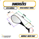 Retrovisor de moto rosca Honda Yamaha haste 360°curta F800 resistente Lente Convexa - Alfashop