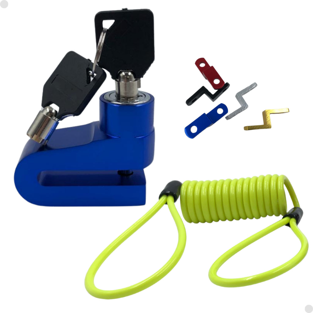 Cadeado trava disco freio p/moto bike+cabo lembrete segurança - Alfashop