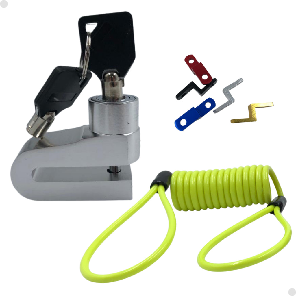 Cadeado trava disco freio p/moto bike+cabo lembrete segurança - Alfashop