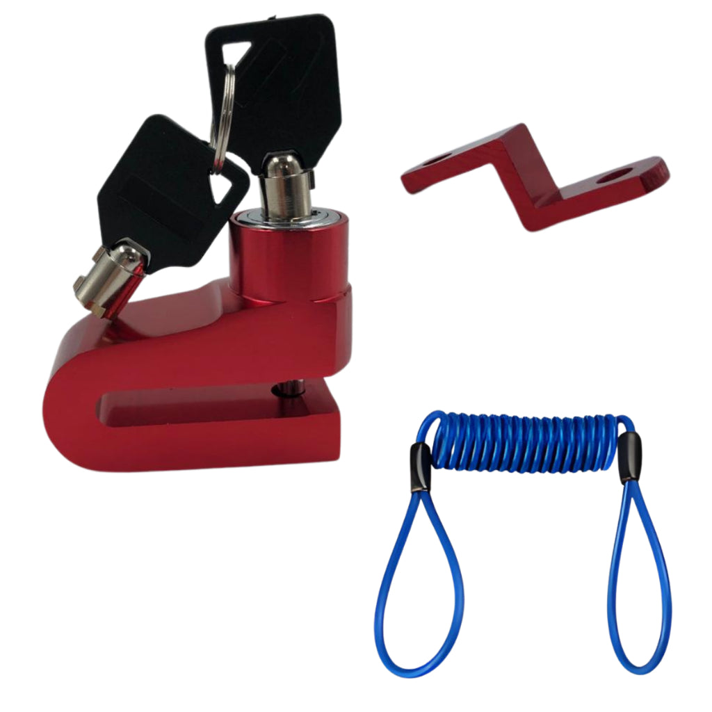 Cadeado trava disco freio p/moto bike+cabo lembrete segurança - Alfashop