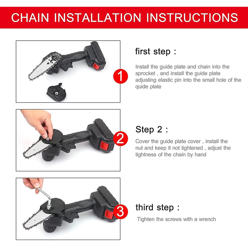 Mini Motosserra Elétrico 24V Para Fruit Tree Carpintaria Jardim Ferramentas Com Baterias Cortadores De Madeira Mega Promoção Imperdível - Alfashop