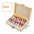 Jogo Fresas Para Tupia 15 Pçs 8mm + Estojo Madeira