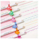 Caneta De 6 Peças Esboço De Flor Conta Manual Linha Dupla Onda Colorful Student Highlighter