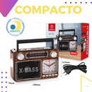 Rádio Am Fm Usb Retro Relógio Pilha Tomada Recarregável Cor