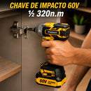 Kit Chave De Impacto 1/2 + 3/4 60v Profissional 2 Baterias