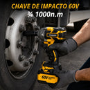 Kit Chave De Impacto 1/2 + 3/4 60v Profissional 2 Baterias
