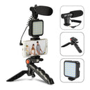 Kit Youtuber Vlog Live Tripé Celular Suporte Led E Microfone Com controle Bluetooth Video-Making Kit AY-49
