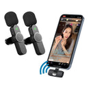 Kit 2 Microfone Lapela Sem Fio P/ iPhone Profissional 2 Em 1 Cor Preto