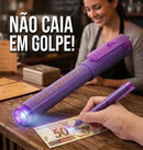 Kit de 3 canetas Euro PeN modelo money tester, azul e roxo