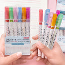 Caneta De 6 Peças Esboço De Flor Conta Manual Linha Dupla Onda Colorful Student Highlighter