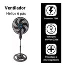 Ventilador Solaris 6 Pás Turbo Ultra Potente 75w Tyf Material Das Pás Plástico 110v