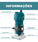 Kit Tupia Laminadora + Jogo com 12 Fresas Topia Manual Pinça Marcenaria