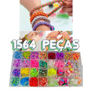 kit Elásticos colorido De Silicone Para Cabelo elástico para fazer pulseiras + feche + agulha Pulseira