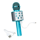 Microfone Sem Fio Bluetooth Usb Tf Karaokê Youtuber Reporter Cor Azul