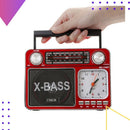 Rádio Am Fm Usb Retro Relógio Pilha Tomada Recarregável Cor Vermelho Bivolt