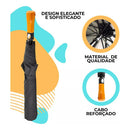 Guarda Chuva Automático Grande Reforçado Cabo De Madeira Cor Preto