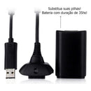 Kit 2 Baterias Recarregável Xbox 360 + Cabo Substitua Pilhas