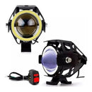 Par Farol de Milha LED U7 com Angel Eye para Moto