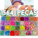 kit Elásticos colorido De Silicone Para Cabelo elástico para fazer pulseiras + feche + agulha Pulseira