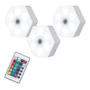 Kit 3 Luminárias LED Hexagonais com Controle Remoto