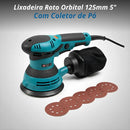 Lixadeira Roto Orbital 125mm 5  Profissional Coletor De Pó