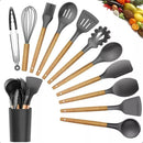 Kit Utensílios Silicone Madeira | Alfashop