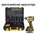 Chave de Impacto Profissional 48V Brushless NK com Bateria Lítio e Maleta 35 Peças