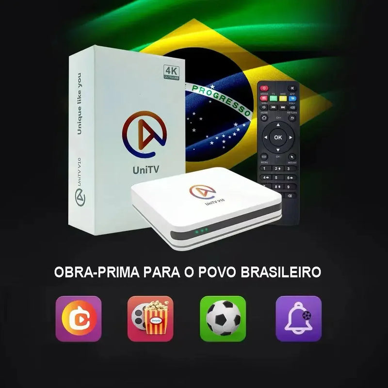 UNITV-Smart TV Box, V10, APARELHO, CANAIS, PRONTA, ENTREGA BRASIL - Alfashop