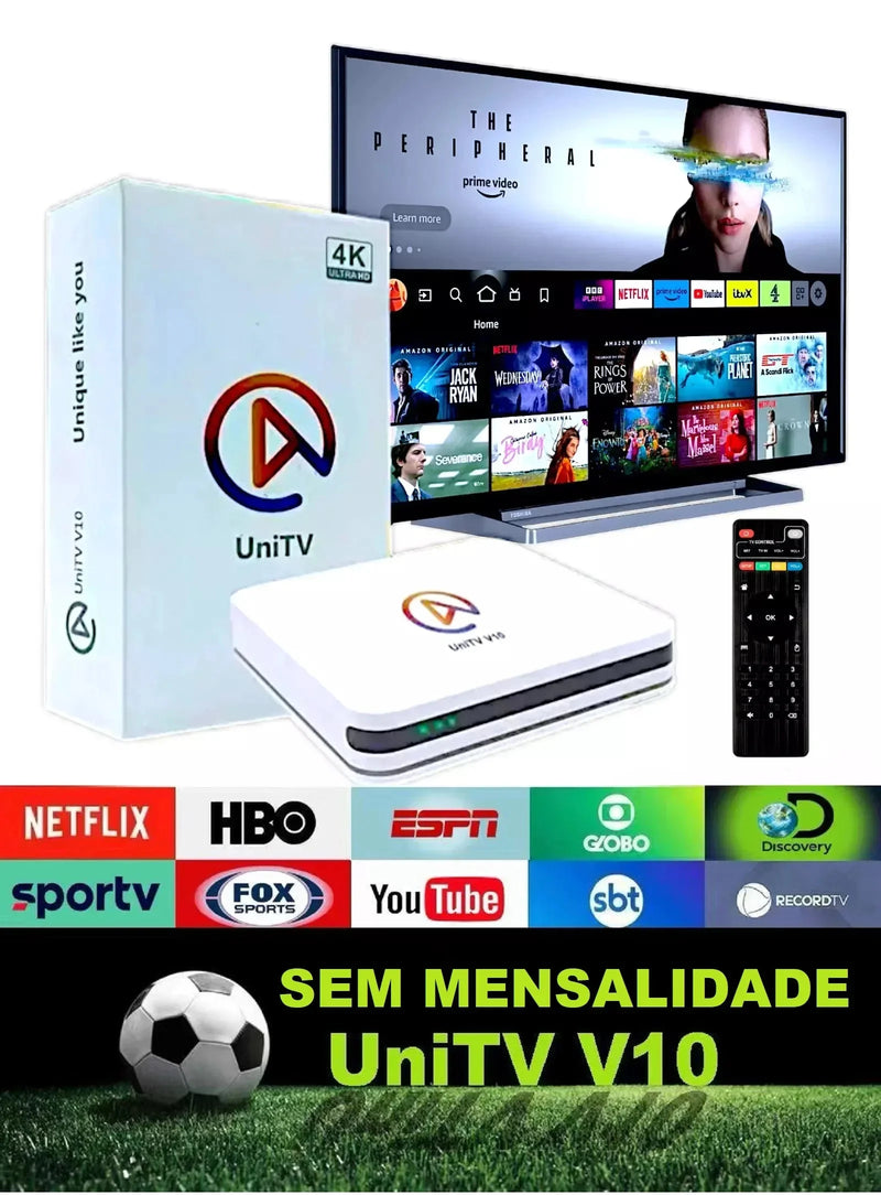 UNITV-TV BOX, V10 , CANAIS, PRONTA, ENTREGA BRASIL - Alfashop