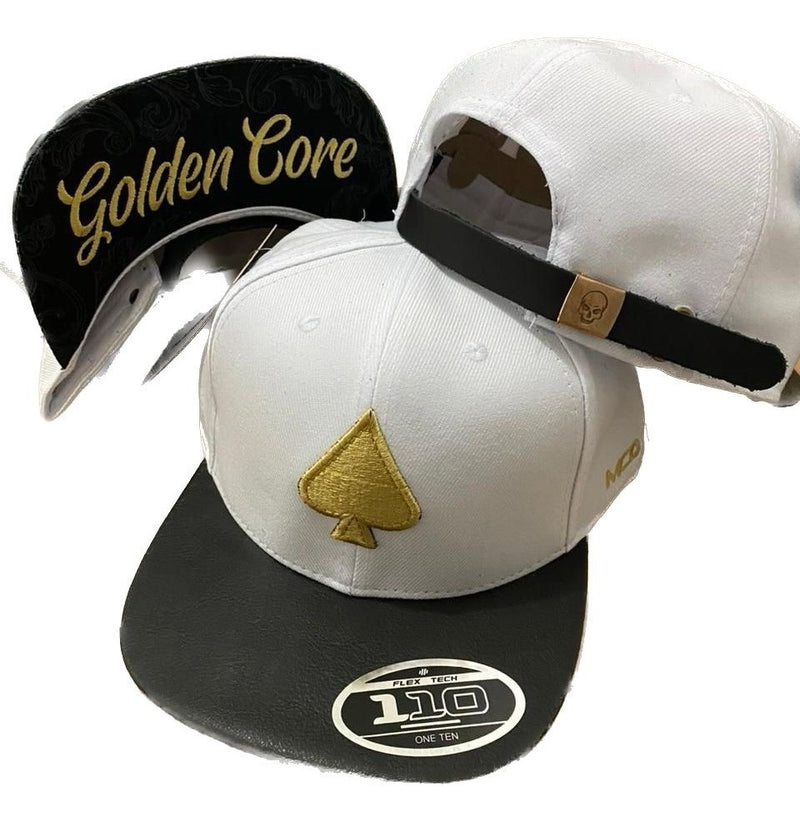 Boné Mcd Golden Core Branco Aba Reta Fitão Preto - Alfashop