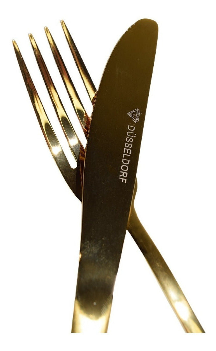 Conjunto De Talheres Dourado 24 Peças Dusseldorf Premium - Alfashop