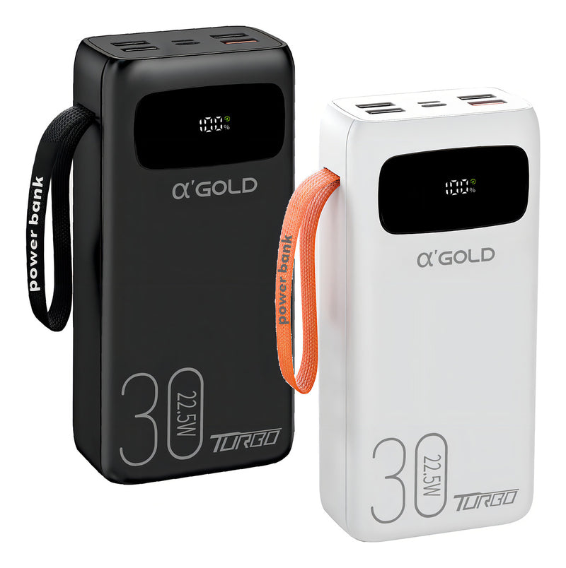 Power Bank Carregador Portátil Turbo Bateria 30.000mah Cor Branco - Alfashop