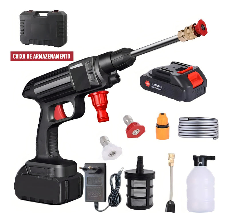 Lavadora Alta Pressão Lava Jato Portátil Recarregável S/fio Cor Preto Frequência 50-60hz Bivolt - Alfashop