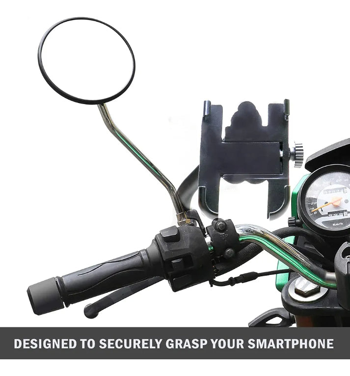 Suporte Pra Celular Pra Moto De Ferro C Carregador Retroviso - Alfashop