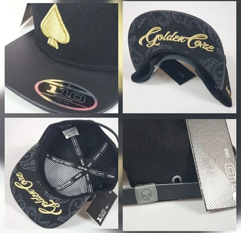 Boné Mcd Golden Core Aba Reta Fitão Preto Ajustável - Alfashop
