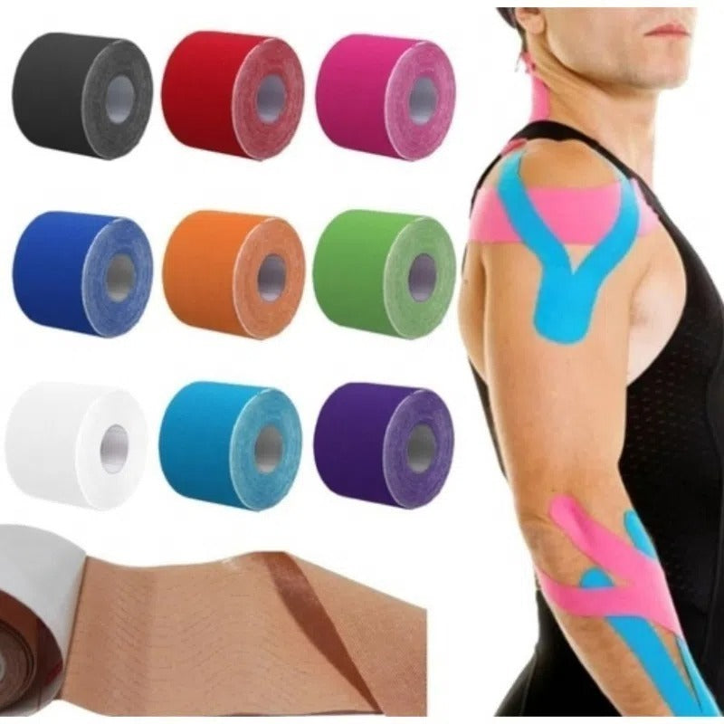 2x Fita Bandagem Elástica Adesiva Sports Tape Dor Muscular - Alfashop