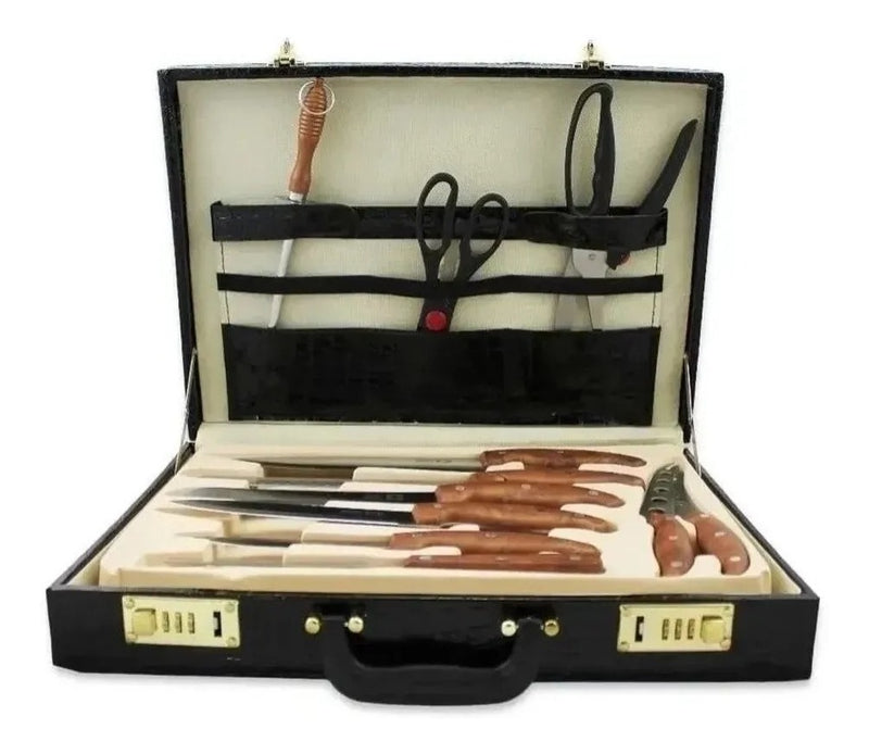 Kit Churrasco E Faqueiro 25 Pcs + Maleta Executiva - Alfashop