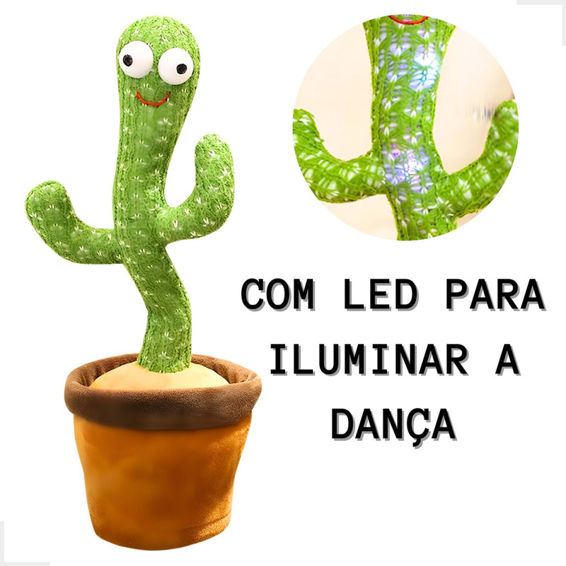 Cacto Pelúcia Dançarino Dançante Toca Musica Repete Sua Voz e Fala - Alfashop