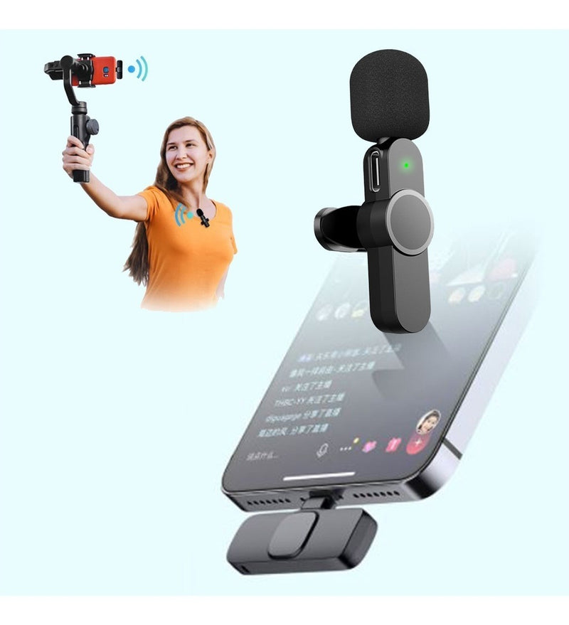 Kit 2 Microfone Lapela Sem Fio P/ iPhone Profissional 2 Em 1 Cor Preto - DR INFONET - Alfashop