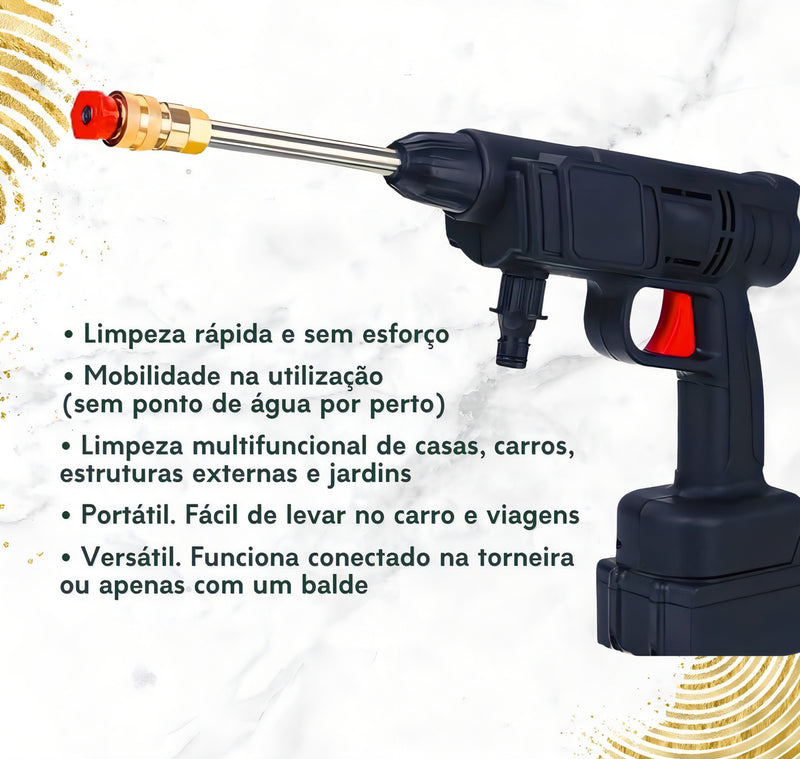 Lavadora Alta Pressão Lava Jato Portátil Recarregável S/fio Cor Preto Frequência 50-60hz Bivolt - Alfashop