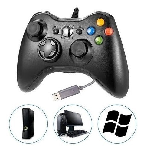 Controle Xbox 360 Slim Pc Notebook Celular Com Fio Joystick - Alfashop